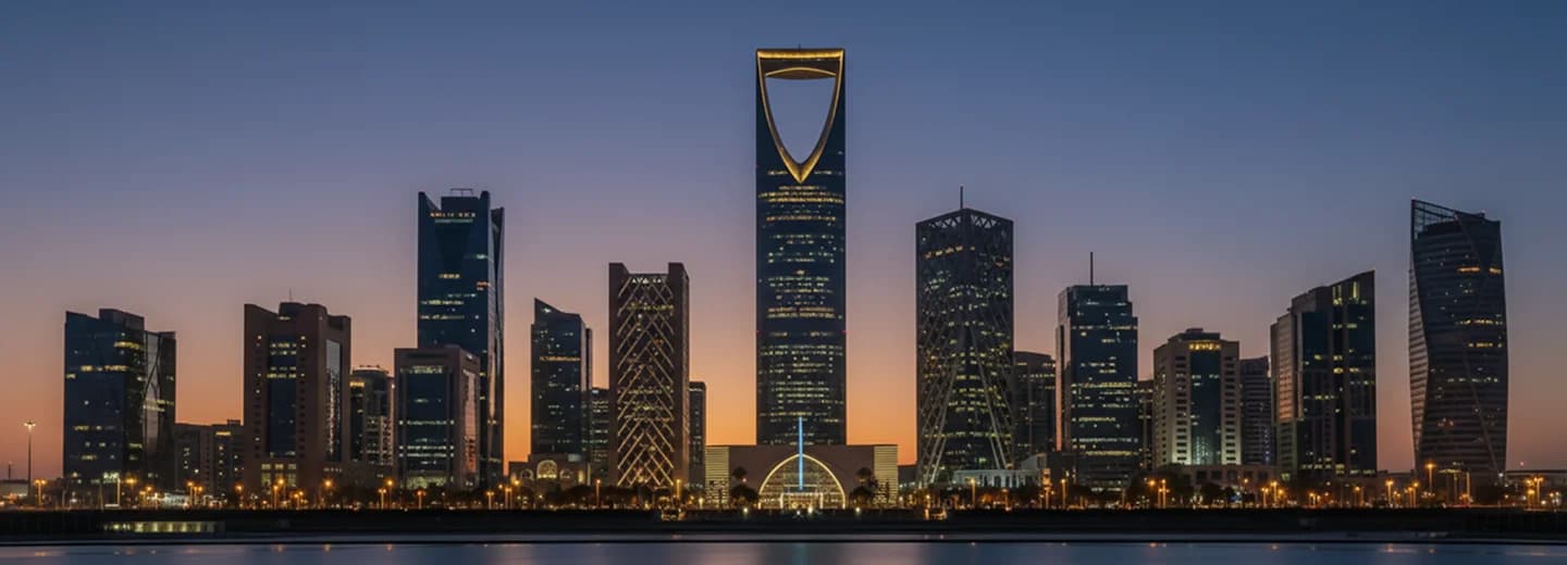 The Riyadh skyline at dusk
