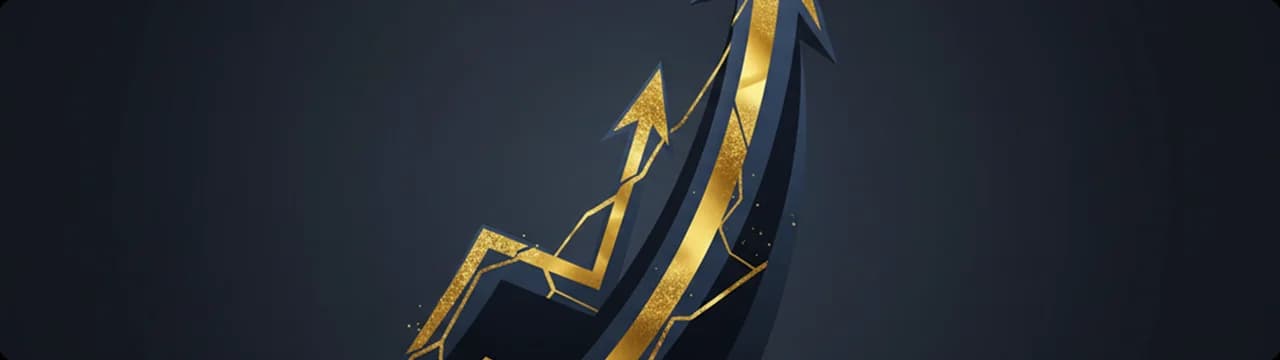 A gold arrow climbing upward